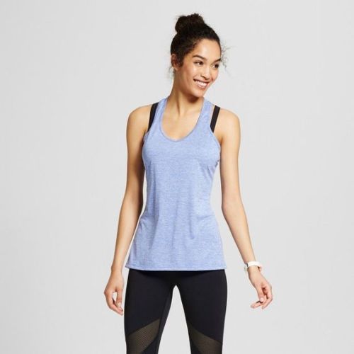 V-Neck Slit Back Tank Top Steel Blue 